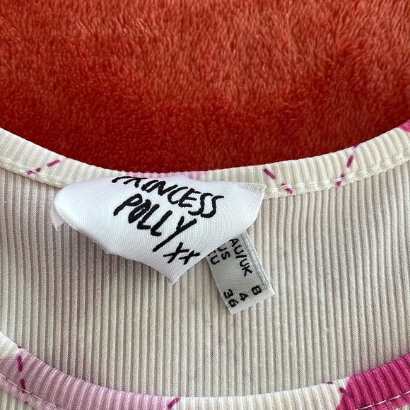 Princess Polly Pink Purple and White Triangular Design Sleeveless Crop Tank Top - Picture 4 of 7